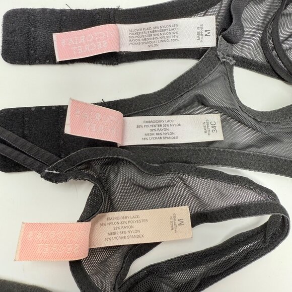 Vintage 2000 Y2K Magenta Noir Sheer Floral Garter Set 34C - Picture 10 of 13